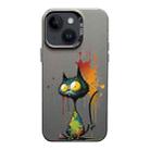 For iPhone 14 Plus Color Ink Frosted PC+TPU Phone Case(Big Eyed Cat) - 1