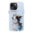 For iPhone 14 Plus Color Ink Frosted PC+TPU Phone Case(Glasses Dog) - 1