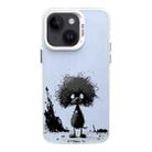 For iPhone 14 Plus Color Ink Frosted PC+TPU Phone Case(Curl Teddy) - 1