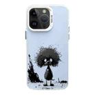 For iPhone 14 Pro Color Ink Frosted PC+TPU Phone Case(Curl Teddy) - 1