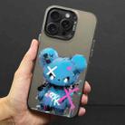 For iPhone 14 Pro Max Color Ink Frosted PC+TPU Phone Case(Blue Bear) - 1