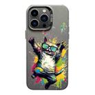 For iPhone 13 Pro Max Color Ink Frosted PC+TPU Phone Case(Glasses Cat) - 1