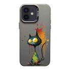 For iPhone 12 Color Ink Frosted PC+TPU Phone Case(Big Eyed Cat) - 1