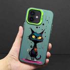 For iPhone 12 Color Ink Frosted PC+TPU Phone Case(Black Cat) - 1