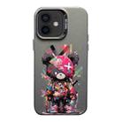 For iPhone 12 Color Ink Frosted PC+TPU Phone Case(Black Bear) - 1