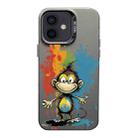 For iPhone 12 Color Ink Frosted PC+TPU Phone Case(Colored Ink Monkey) - 1