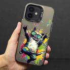 For iPhone 12 Color Ink Frosted PC+TPU Phone Case(Glasses Cat) - 1