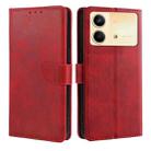 For Xiaomi Redmi Note 13R Pro 5G Calf Texture Buckle Flip Leather Phone Case(Red) - 1