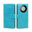 For Huawei Mate 60 Calf Texture Buckle Flip Leather Phone Case(Light Blue) - 1