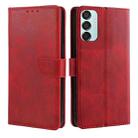 For Samsung Galaxy M15 5G Calf Texture Buckle Flip Leather Phone Case(Red) - 1