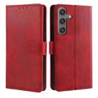 For Samsung Galaxy S24 5G Calf Texture Buckle Flip Leather Phone Case(Red) - 1