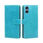 For Sony Xperia 5 V Calf Texture Buckle Flip Leather Phone Case(Light Blue) - 1