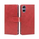 For Sony Xperia 5 V Calf Texture Buckle Flip Leather Phone Case(Red) - 1