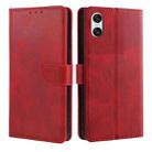 For Sony Xperia 10 VI Calf Texture Buckle Flip Leather Phone Case(Red) - 1