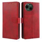 For Sharp Aquos R9 Calf Texture Buckle Flip Leather Phone Case(Red) - 1