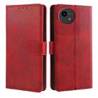 For Sharp Aquos Wish4 Calf Texture Buckle Flip Leather Phone Case(Red) - 1