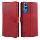 For OnePlus Nord CE 4 Lite 5G Calf Texture Buckle Flip Leather Phone Case(Red) - 1