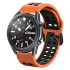 For Samsung Galaxy Watch 6 / 6 Classic Dual-row Hole Two Color Silicone Watch Band(Orange Black) - 1