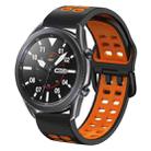 For Samsung Galaxy Watch 6 / 6 Classic Dual-row Hole Two Color Silicone Watch Band(Black Orange) - 1