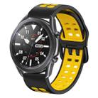 For Samsung Galaxy Watch 6 / 6 Classic Dual-row Hole Two Color Silicone Watch Band(Black Yellow) - 1