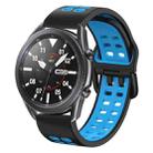 For Samsung Galaxy Watch 6 / 6 Classic Dual-row Hole Two Color Silicone Watch Band(Black Sky Blue) - 1