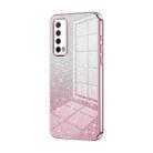 For Huawei Enjoy 20 SE / Y7a Gradient Glitter Powder Electroplated Phone Case(Pink) - 1