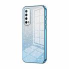 For Huawei Enjoy 20 SE / Y7a Gradient Glitter Powder Electroplated Phone Case(Blue) - 1