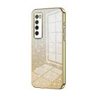 For Huawei nova 7 Gradient Glitter Powder Electroplated Phone Case(Gold) - 1