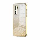 For Huawei nova 7 SE / P40 lite 5G Gradient Glitter Powder Electroplated Phone Case(Gold) - 1