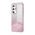 For Huawei P40 Pro Gradient Glitter Powder Electroplated Phone Case(Pink) - 1