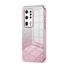 For Huawei P40 Pro+ Gradient Glitter Powder Electroplated Phone Case(Pink) - 1