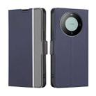 For Huawei Mate 60 Twill Texture Side Button Leather Phone Case(Blue) - 1