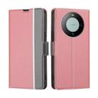 For Huawei Mate 60 Twill Texture Side Button Leather Phone Case(Pink) - 1