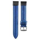 For Garmin Fenix 7 22mm Plain Weave Genuine Leather Watch Band(Dark Blue) - 1