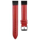 For Garmin Fenix 7 22mm Plain Weave Genuine Leather Watch Band(Red) - 1