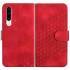 For Huawei P30 YX0060 Elephant Head Embossed Phone Leather Case with Lanyard(Red) - 1