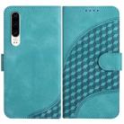 For Huawei P30 YX0060 Elephant Head Embossed Phone Leather Case with Lanyard(Light Blue) - 1