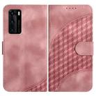 For Huawei P40 YX0060 Elephant Head Embossed Phone Leather Case with Lanyard(Pink) - 1