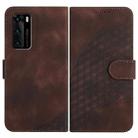 For Huawei P40 YX0060 Elephant Head Embossed Phone Leather Case with Lanyard(Coffee) - 1