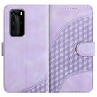 For Huawei P40 Pro YX0060 Elephant Head Embossed Phone Leather Case with Lanyard(Light Purple) - 1