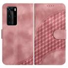 For Huawei P40 Pro YX0060 Elephant Head Embossed Phone Leather Case with Lanyard(Pink) - 1