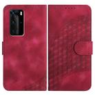 For Huawei P40 Pro YX0060 Elephant Head Embossed Phone Leather Case with Lanyard(Rose Red) - 1