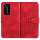 For Huawei P40 Pro YX0060 Elephant Head Embossed Phone Leather Case with Lanyard(Red) - 1