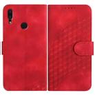 For Huawei Y7 2019 YX0060 Elephant Head Embossed Phone Leather Case with Lanyard(Red) - 1