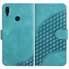 For Huawei Y7 2019 YX0060 Elephant Head Embossed Phone Leather Case with Lanyard(Light Blue) - 1