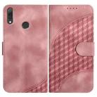 For Huawei Y9 2019 YX0060 Elephant Head Embossed Phone Leather Case with Lanyard(Pink) - 1