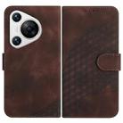 For Huawei Pura 70 YX0060 Elephant Head Embossed Phone Leather Case with Lanyard(Coffee) - 1