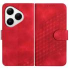 For Huawei Pura 80 5G Elephant Head Embossed Phone Leather Case with Lanyard(Red) - 1