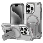 For iPhone 15 Pro Max Armor Magsafe Holder PC Hybrid TPU Phone Case(Grey) - 1