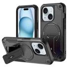 For iPhone 15 Plus MagSafe Holder Armor PC Hybrid TPU Phone Case(Black) - 1